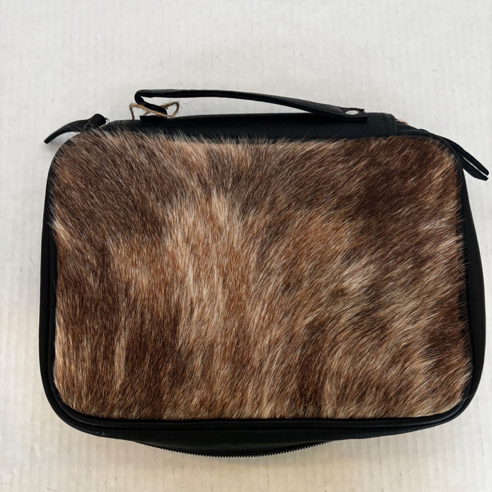 Cowhide Jewelry Travel Case Women's Brown Teal Hair-on-Hide Western New Cowgirl